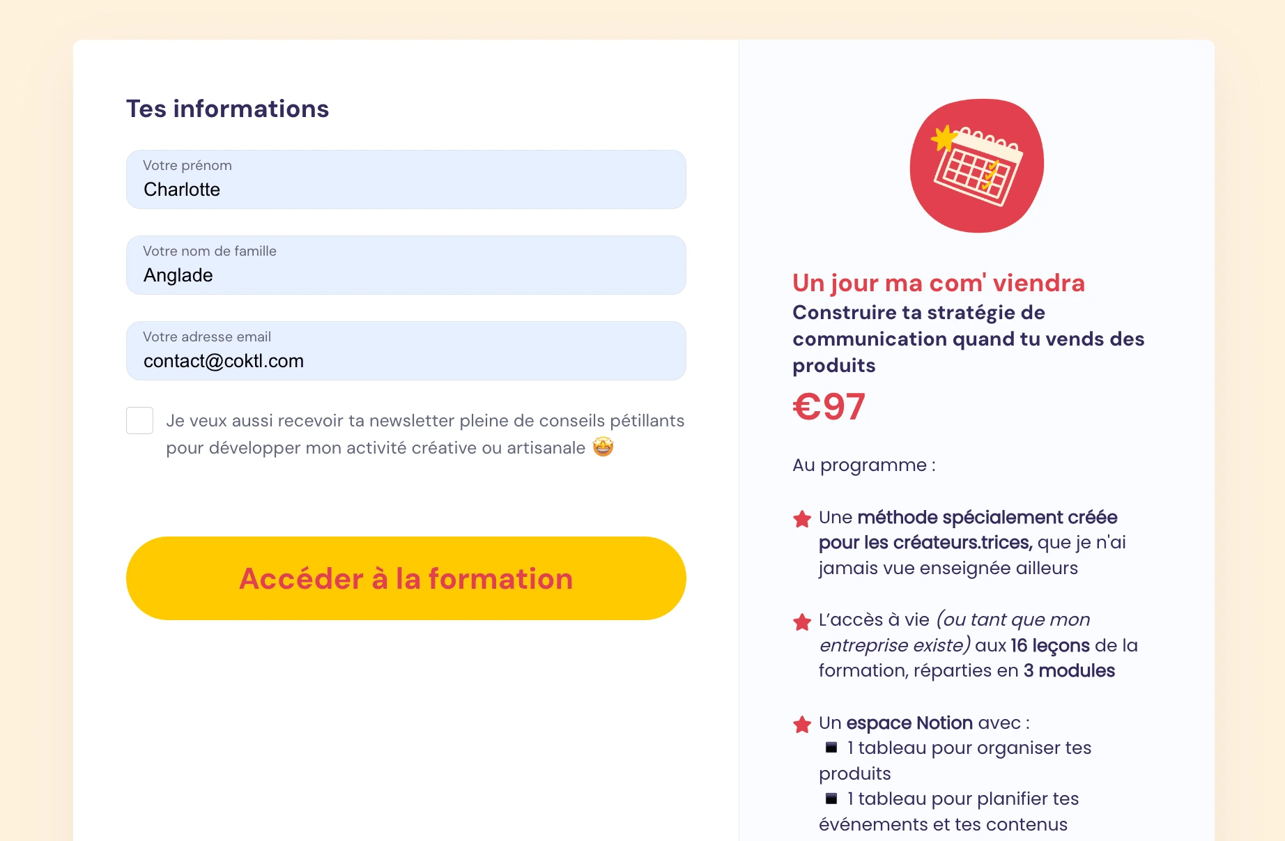 Page de paiement